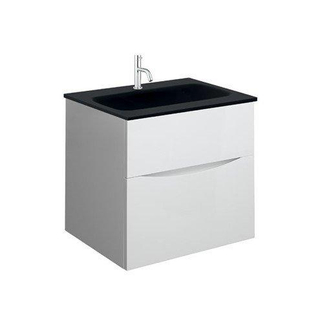 Crosswater Glide II ensemble de meubles de salle de bain - 50x45x52cm - 2 tiroirs lavabo sans poignée trou de robinet - noir - blanc brillant