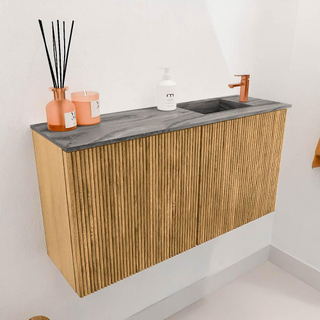 Mondiaz JOYA-DLUX 80cm toiletmeubel - kleur Oak - Wastafel FAYE positie Rechts 1 kraangat kleur Sombra.