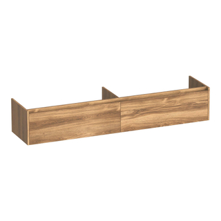 BRAUER Embrace wastafelonderkast - 198x35x45.5cm - 2 softclose lades - greeploos - 2 sifon uitsparingen - Honey