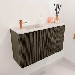 Mondiaz JOYA-DLUX 70cm meuble de toilette - couleur Shadow - Vasque FAYE position Gauche 1 trou de robinet couleur Meli.