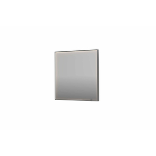 INK SP19 miroir - 80x4x80cm rectangulaire en cadre acier incl dir LED - chauffage - changement de couleur - dimmable et interrupteur - inox brossé
