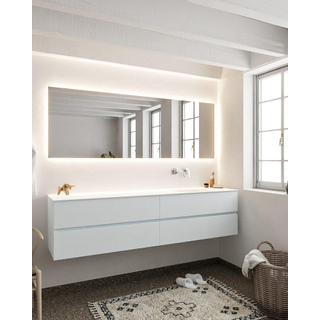 Mondiaz VICA ensemble de meuble de salle de bain - 200cm - meuble sous-vasque argile - 4 tiroirs - lavabo lune droite - sans trou de robinet - miroir LED - version XL 60cm de haut