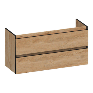 BRAUER Joy Edge wastafelonderkast ondiep 100 2 softclose lades - greeploos - 1 sifon uitsparing - Forest Tan