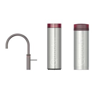 Quooker Fusion Round robinet d'eau bouillante - bec pivotant - PRO3 incl. réservoir Cube - Eau chaude / bouillante / pétillante / filtrée - Gunmetal