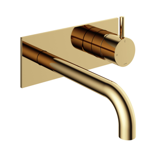 Hotbath Cobber afbouwdeel inbouw wastafelmengkraan met achterplaat en 18 cm uitloop gepolijst messing excl inbouwdeel SHOWROOMMODEL