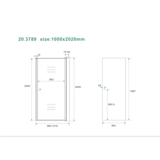 Wiesbaden Between nisdeur 1000 x 2000 x 8 mm nano rookglas/chroom