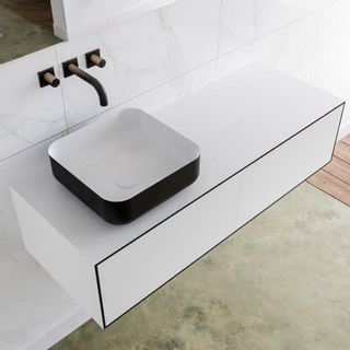 Mondiaz Lagom Meuble salle de bains 120x30.9x45cm Solid Surface Urban 2 tiroirs avec lavabo BINX vasque à poser Gauche sans trous de robinet