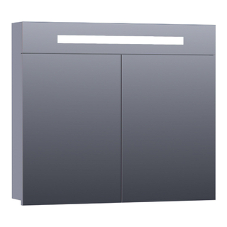 Saniclass 2.0 Spiegelkast - 80x70x15cm - verlichting geintegreerd - 2 links- en rechtsdraaiende spiegeldeuren - MDF - mat grijs