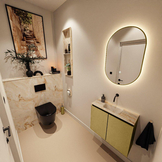 MONDIAZ TURE-DLUX Meuble toilette - 60cm - Oro - EDEN - vasque Frappe - position centrale - sans trou de robinet