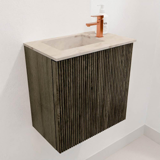 Mondiaz JOYA-DLUX 40cm toiletmeubel - kleur Shadow - Wastafel FAYE positie Links 1 kraangat kleur Frappe.