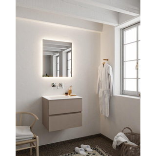 Mondiaz VICA ensemble de meuble de salle de bain - 60cm - meuble sous-vasque fumée - 2 tiroirs - lavabo nuage milieu - sans trou de robinet version XL 60cm haut