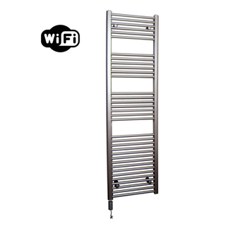Sanicare HVW Radiateur électrique - 172x60cm - 1127W - wifi - thermostat - noir - en bas à gauche - aspect inox (argent)