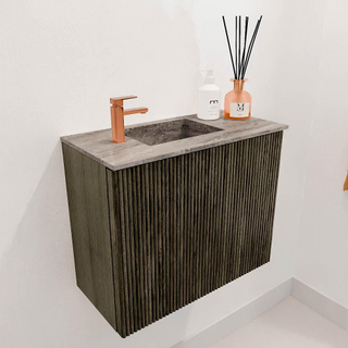 Mondiaz JOYA-DLUX 50cm toiletmeubel - kleur Shadow - Wastafel FAYE positie Links 1 kraangat kleur Oza.