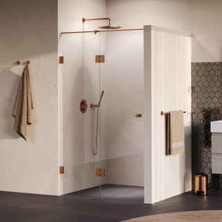 BRAUER Void Carving Porte de niche - 2 pièces - 110x200cm - porte battante 60cm sur verre - revêtement verre - réversible - verre clair - cuivre brossé PVD