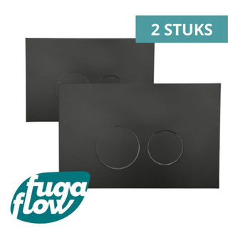 FugaFlow Efficiente Press Bedieningsplaat - bedieningspaneel voor Geberit UP320 inbouwreservoir - dualflush - rechthoekige knoppen - 2 stuks - kunststof zwart mat -