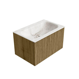 Mondiaz KURVE-DLUX Badkamermeubelset - 70x46x40cm - 1 lade - wastafel solid surface - midden - zonder kraangat - Dusk