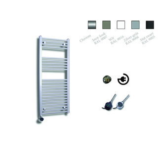 Sanicare Elektrische Design Radiator - 111.8 x 45 cm - 596 Watt - thermostaat zwart linksonder - zilver grijs