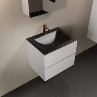 Mondiaz AIVY Ensemble de meuble - 60x45x50cm - 1 trou de robinet - 1 vasque Urban Solid surface - Centre - 2 tiroirs - avec armoire de toilette - MDF Talc