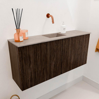 Mondiaz JOYA-DLUX 90cm toiletmeubel - kleur Walnut - Wastafel FAYE positie Midden Zonder kraangat kleur Saba.