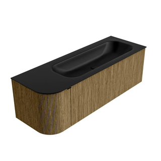 Mondiaz KURVE Badkamermeubelset - 135x46x40cm - 1 lade - 1 deur - wastafel solid surface - rechts - 1 kraangat - Dusk