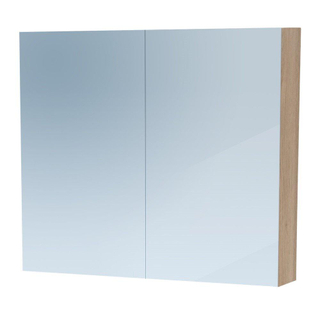 Saniclass Dual Spiegelkast - 80x70x15cm - 2 links- rechtsdraaiende spiegeldeur - MFC - legno calore