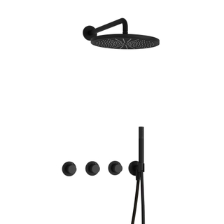 Hotbath Cobber IBS70 Regendoucheset inbouw - 38.5cm wandarm - 30cm ronde hoofddouche - staafhanddouche - mat zwart