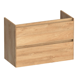 BRAUER Inspire wastafelonderkast ondiep 80 2 softclose lades - greeploos - 1 sifon uitsparing - Forest Tan