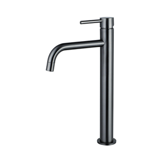 Fortifura Calvi Slim Wastafelkraan - 32cm - verhoogd - opbouw - Geborsteld Gunmetal PVD TWEEDEKANS