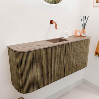 Mondiaz JOYA-DLUX Meuble de toilette 103,2 cm - arrondis gauche et droite couleur Dusk - Vasque FAYE position Milieu Sans trou de robinet couleur Arena