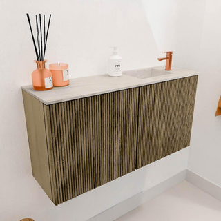 Mondiaz JOYA-DLUX 80cm toiletmeubel - kleur Dusk - Wastafel FAYE positie Rechts 1 kraangat kleur Ostra.