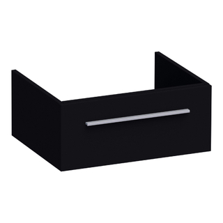 BRAUER Sharp Wastafelonderkast - 60x46x25cm - 1 softclose lade - zonder greep - 1 sifonuitsparing - MDF - mat zwart