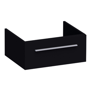 Saniclass Sharp Wastafelonderkast - 60x46x25cm - 1 softclose lade - zonder greep - 1 sifonuitsparing - MDF - mat zwart