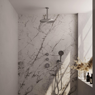 Brauer Douche pluie encastrable brossé - douche principale 30cm - bras plafond 20cm - 3 boutons sculptés - douchette ronde 3 positions - PVD - inox brossé