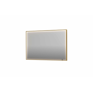 INK SP19 spiegel - 120x4x80cm rechthoek in stalen kader incl dir LED - verwarming - color changing - dimbaar en schakelaar - geborsteld mat goud