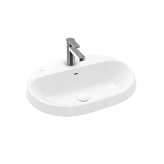 Villeroy & boch architectura lavabo à encastrer 60x45x17cm ovale 1 trou pour robinet avec trou de trop-plein blanc alpin gloss ceramic+