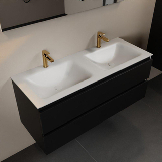 Mondiaz AIVY Ensemble de meuble - 120x45x50cm - 2 trous de robinet - 2 vasques Urban Solid surface - Gauche et droite - 2 tiroirs - sans miroir - MDF Urban