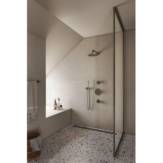 Hotbath Buddy IBS Regendoucheset - 35cm wandarm - 20cm ronde hoofddouche - staafhanddouche - geborsteld nikkel