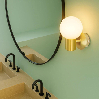 QAZQA Cederic wandlamp 8x14.2x11.4cm - IP44 - geborsteld messing (goud)