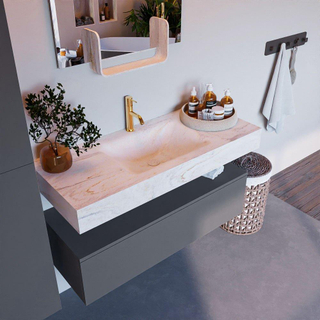 Mondiaz ALAN-DLUX Ensemble de meuble - 110cm - meuble Plata mat - 1 tiroir - Lavabo Cloud Ostra suspendu - vasque Centre - 1 trou de robinet