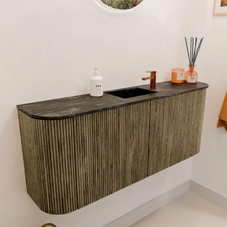 Mondiaz JOYA-DLUX Meuble de salle de bains 103.2cm - arrondis gauche et droite couleur Dusk - Vasque FAYE position Milieu 1 trou de robinet couleur Lava