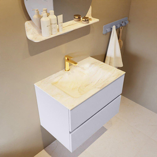 Mondiaz VICA-DLUX Ensemble de meuble de salle de bain - 70cm - meuble sous-vasque cale - 2 tiroirs - lavabo encastré cloud milieu - 1 trou de robinet - version haute 60cm - ostra