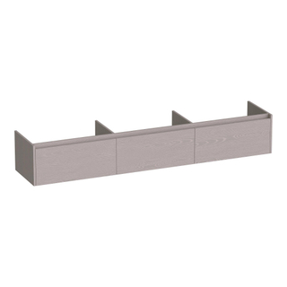 BRAUER Embrace wastafelonderkast - 219.8x35x45.5cm - met 3 softclose lades - greeploos - 0 sifon uitsparingen - Timber Greige