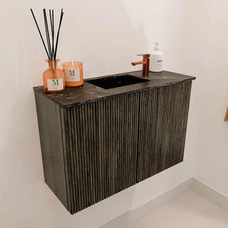 Mondiaz JOYA-DLUX Meuble de toilette 60cm - couleur Shadow - Vasque FAYE position Milieu 1 trou de robinet couleur Lava.