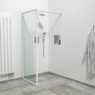 Saniclass Bellini Paroi de douche italienne 90x200cm verre de sécurité clair cadre blanc mat autour antcalcaire