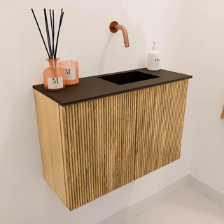 Mondiaz JOYA 60cm meuble de toilette - couleur Oak - Vasque FAYE position Droite Sans trou de robinet couleur Urban