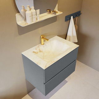 Mondiaz VICA-DLUX Ensemble de meuble de salle de bain - 70cm - meuble sous-vasque plata - 2 tiroirs - lavabo encastrée cloud milieu - 1 trou de robinet - version haute de 60cm - frape