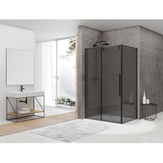 Van Rijn Products ST06 porte coulissante Softclose avec verre fumé de 8 mm 138,5x200 cm pour combinaison avec mur incluant poignée noire