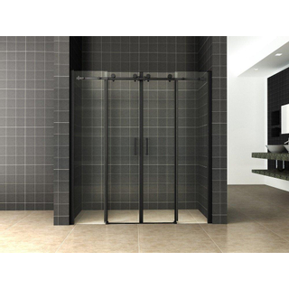 Wiesbaden porte de niche coulissante 4 pcs 180x200cm 8mm d'épaisseur de verre nano profil noir mat