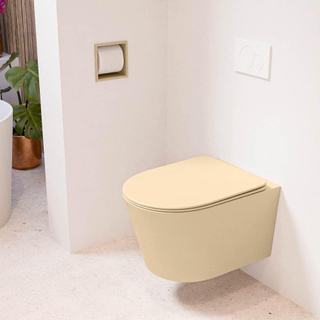 PACK WC MONDIAZ LAVIE - 36x53cm - à fond creux - sans bride - Sable (beige) - fermeture douce - déclipable - Abattant WC - Sable (beige)