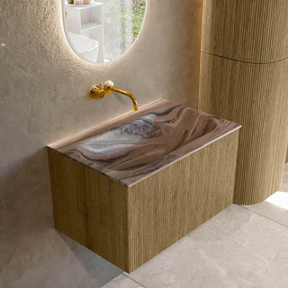 MONDIAZ KURVE-DLUX 70cm badmeubel kleur Dusk met 1 lade en 0 deuren. Wastafel BIG SMALL Midden zonder kraangat Sombra.